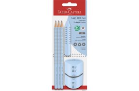 FABER CASTELL SET 3 ΜΟΛΥΒΙΑ + ΞΥΣΤΡΑ + ΓΟΜΑ SKY BLUE 580074